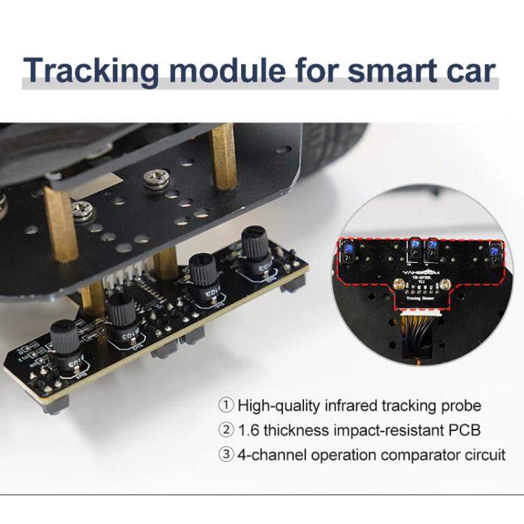 Yahboom 4 Channel Infrared Tracking Sensor Module For Smart Car Robot, Module, Module+ 6Pin Cable, With 6Pin Cable+16mm Copper Column, With 6Pin Cable+23mm Copper Column, Module+DuPont Cable, With DuPont Cable+16mm Copper Column������������������������...