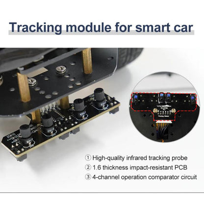 Yahboom 4 Channel Infrared Tracking Sensor Module For Smart Car Robot, Module, Module+ 6Pin Cable, With 6Pin Cable+16mm Copper Column, With 6Pin Cable+23mm Copper Column, Module+DuPont Cable, With DuPont Cable+16mm Copper Column������������������������...