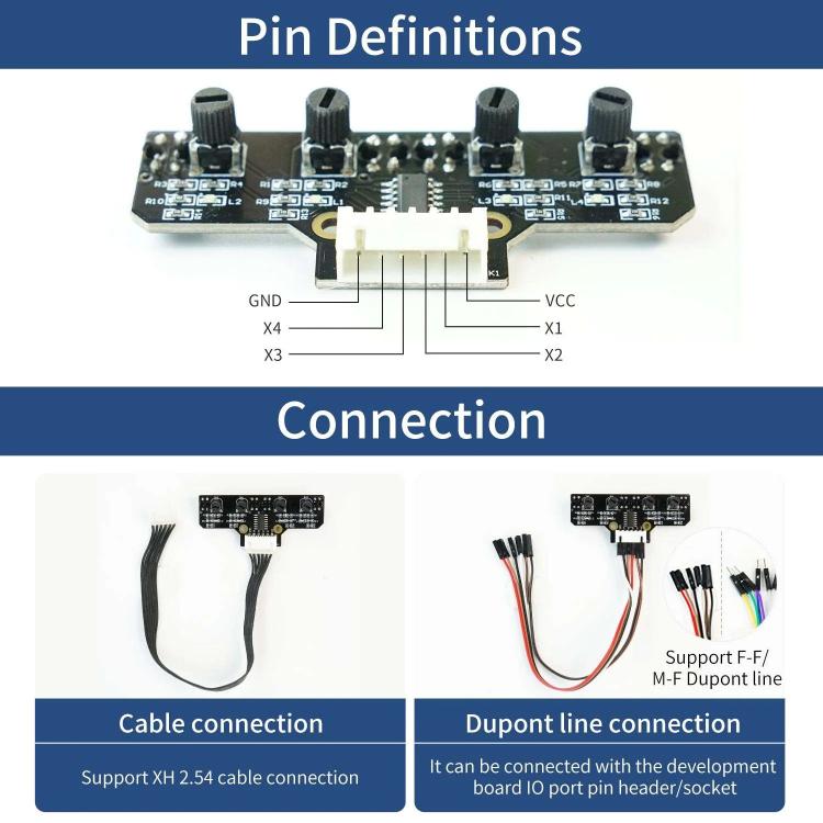 Yahboom 4 Channel Infrared Tracking Sensor Module For Smart Car Robot, Module, Module+ 6Pin Cable, With 6Pin Cable+16mm Copper Column, With 6Pin Cable+23mm Copper Column, Module+DuPont Cable, With DuPont Cable+16mm Copper Column������������������������...