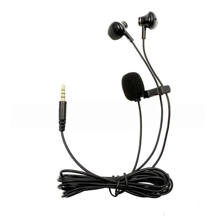 3.5mm TRRS Lapel Microphone With Earphone Stereo Live Monitoring Headphones, 1.2m, 1.5m, 2m