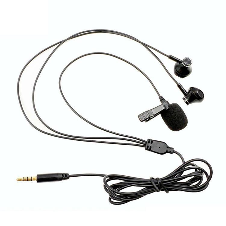 3.5mm TRRS Lapel Microphone With Earphone Stereo Live Monitoring Headphones, 1.2m, 1.5m, 2m