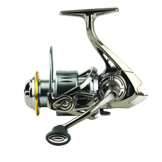 Carrete de pesca giratorio sin costuras para agua salada, bobina totalmente metálica, relación de engranajes 5.2:1, YUMOSHI SJ2000, YUMOSHI SJ3000, YUMOSHI SJ4000, YUMOSHI SJ5000, YUMOSHI SJ6000, YUMOSHI SJ7000