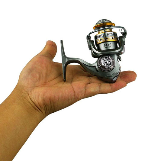 Carrete giratorio mini Zero-Gap para pesca en roca/hielo/balsa/con señuelos, relación de engranajes 5.2:1, YUMOSHI BZ500, YUMOSHI BZ800