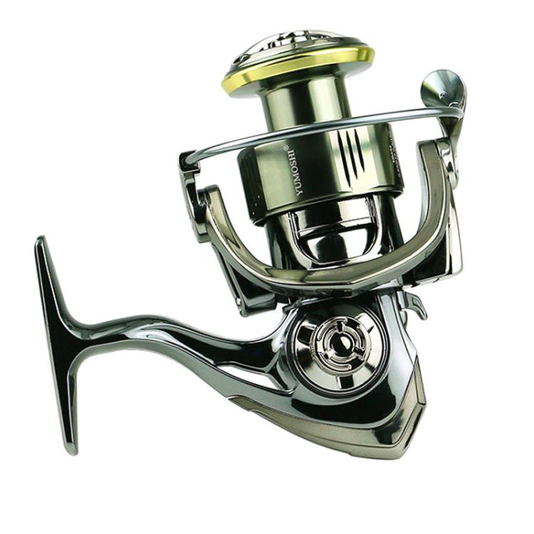 Moulinet spinning à double poignée avec conception équilibrée anti-tremblement et jeu nul, rapport d'engrenage de 5,2:1, YUMOSHI SE2000S, YUMOSHI SE2500, YUMOSHI SE3000, YUMOSHI SE4000