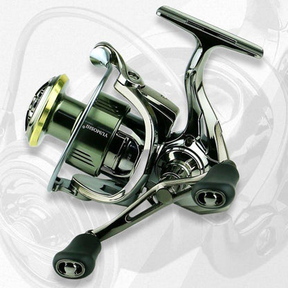 Moulinet spinning à double poignée avec conception équilibrée anti-tremblement et jeu nul, rapport d'engrenage de 5,2:1, YUMOSHI SE2000S, YUMOSHI SE2500, YUMOSHI SE3000, YUMOSHI SE4000