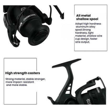 Dual Brake Fishing Reel Metal Shallow Spool & Zero-Gap Design for Long Casting, YUMOSHI KP3000, YUMOSHI KP4000, YUMOSHI KP5000, YUMOSHI KP6000, YUMOSHI KP7000, YUMOSHI KP8000