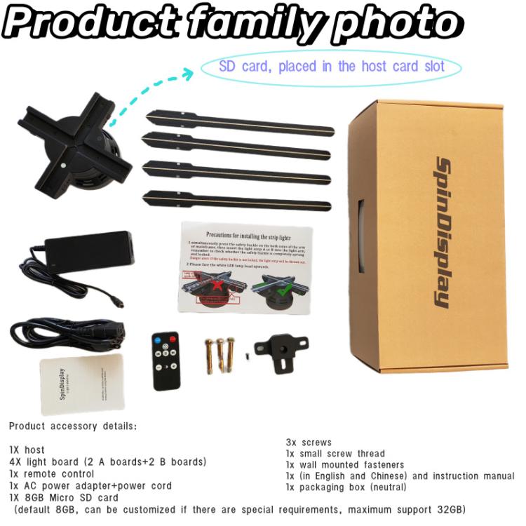 60cm 3D Holographic Fan with 1600x720 Resolution & 720 LEDs  WiFi/APP DIY Content Control, US Plug, EU Plug, UK Plug, AU Plug