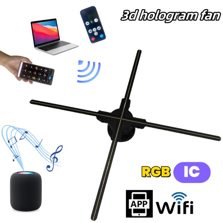 60cm 3D Holographic Fan with 1600x720 Resolution & 720 LEDs  WiFi/APP DIY Content Control, US Plug, EU Plug, UK Plug, AU Plug