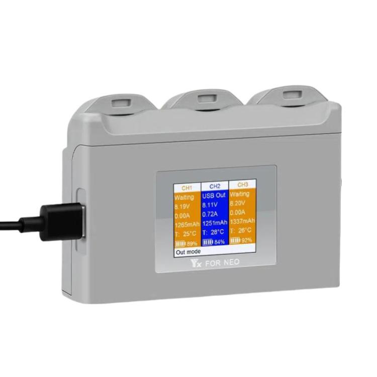 Pour chargeur de batterie DJI Neo, station de charge avec écran couleur à 3 voies YX, écran couleur Neo à 3 voies