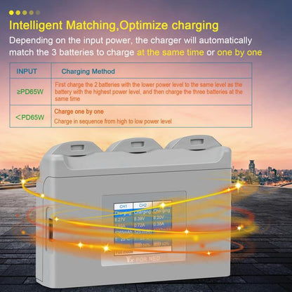 Pour chargeur de batterie DJI Neo, station de charge avec écran couleur à 3 voies YX, écran couleur Neo à 3 voies