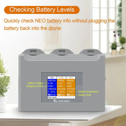 Pour chargeur de batterie DJI Neo, station de charge avec écran couleur à 3 voies YX, écran couleur Neo à 3 voies