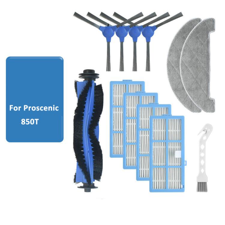 Replacement For Proscenic 850T Robot Vacuum, 2pairs Side Brush, 2pcs Filter, Main Brush, Mop Pad