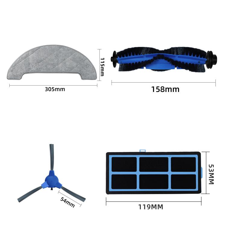 Replacement For Proscenic 850T Robot Vacuum, 2pairs Side Brush, 2pcs Filter, Main Brush, Mop Pad