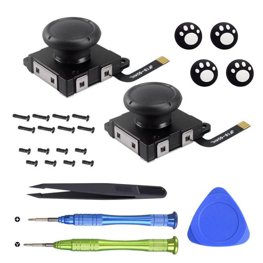 Hall Effect Joystick for Nintendo Switch/OLED/Lite Joy-Con Electromagnetic Analog Stick with No Drift, Black, Set 1, Set 2