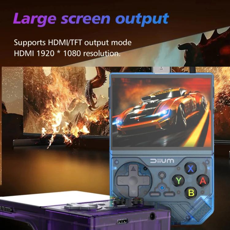 D008 3.5-Inch HD Retro Handheld Game Console With ARM Cortex-A7 800MHz, 1GB RAM & HDMI Output, 64G Whitte, 64G Clear Black, 64G  Clear Blue, 128G White, 128G Clear Black, 128G Clear Blue