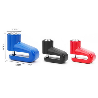Antivol de disque de frein de vélo, portable, avec câble de rappel pour moto, accessoires de verrouillage, rouge, noir, bleu