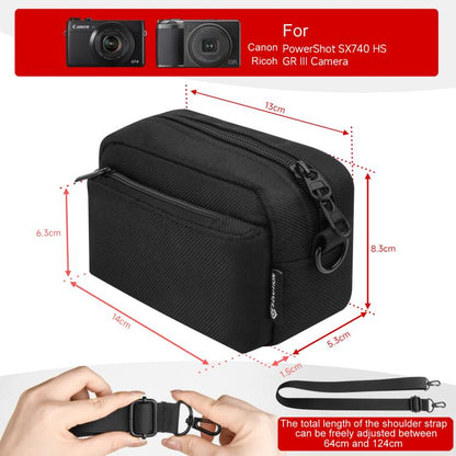 For Fuji X100VI/Canon PowerShot SX740 HS/Ricoh GR Il Digital Camera Storage Shoulder Strap Bag