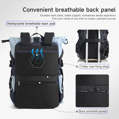 Tigernu Unisex Waterproof Travel Backpack Roll-Top Expandable Design with 15.6-inch Laptop & Tablet Compartment