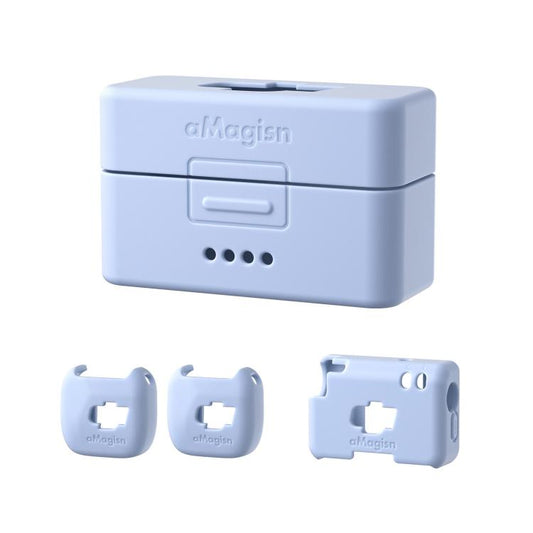 For DJI Mic Mini aMagisn MP01 Silicone Protective Case, 4 In 1 Blue