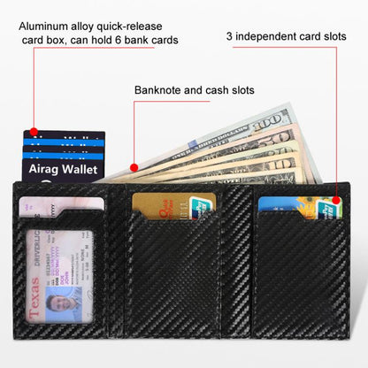 Pop-Up RFID Blocking Card Bag Wallet Genuine Leather & Aluminum Card Holder Zipper Coin Bag