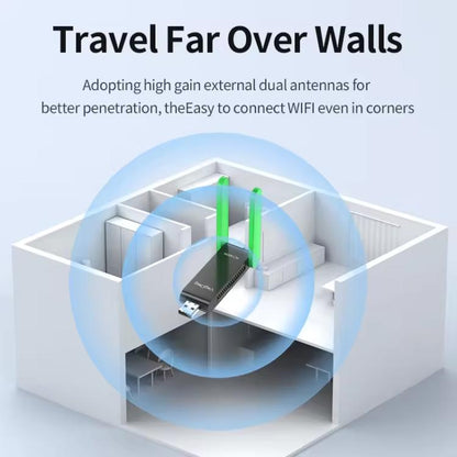 VegGieg 1400Mbps Dual Band WIFI 6 USB Wireless Adapter Driver-Free Network Card  for Desktop PC/Laptop