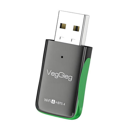 VegGieg 1100Mbps 2-in-1 WiFi 6 Bluetooth 5.4 USB Adapter Gigabit 5G Wireless Network Card for PC/Laptop
