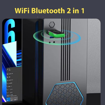 VegGieg 1100Mbps 2-in-1 WiFi 6 Bluetooth 5.4 USB Adapter Gigabit 5G Wireless Network Card for PC/Laptop