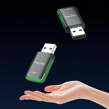 VegGieg 1100Mbps 2-in-1 WiFi 6 Bluetooth 5.4 USB Adapter Gigabit 5G Wireless Network Card for PC/Laptop