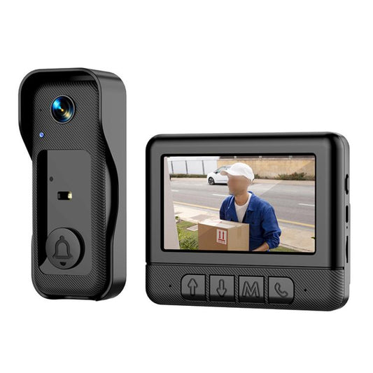 Sonnette vidéo sans fil X6 Home intelligente à vision nocturne infrarouge avec écran de 4,3 pouces, Noir+64G, X6