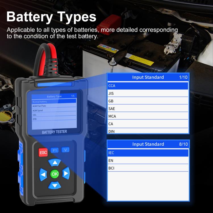 12/24V Multi-Function Car Battery Fault Diagnosis Tester, BT300