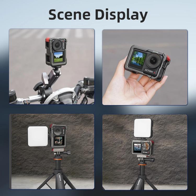 For DJI Action 5 Pro/Action 4/Action 3 Flymile Aluminum Alloy Camera Cage Protective Metal Frame, AC4003 Cage