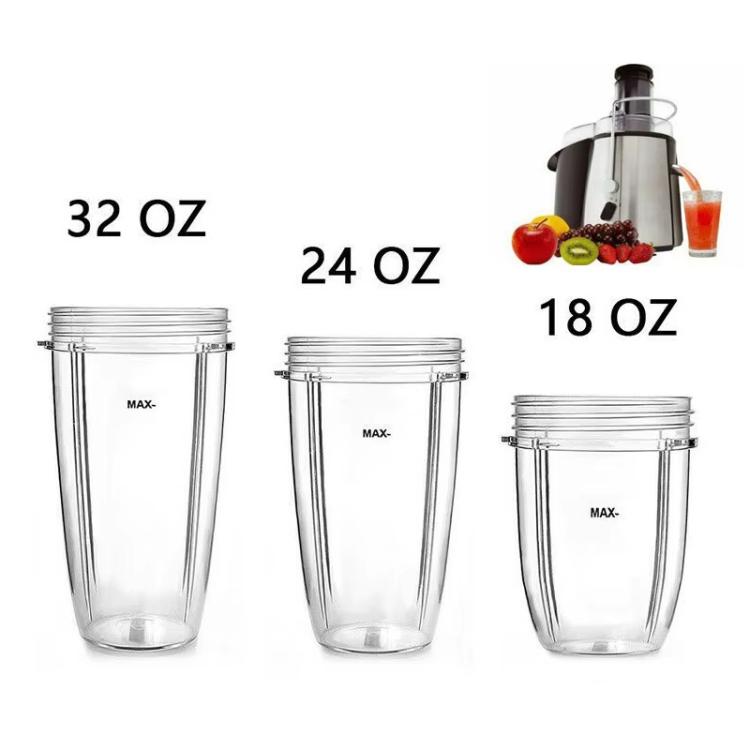 For Nutribullet 900w 600w Blender Blending Bottle Replacement Cups, 18oz, 24oz, 32oz, 32oz With Scale