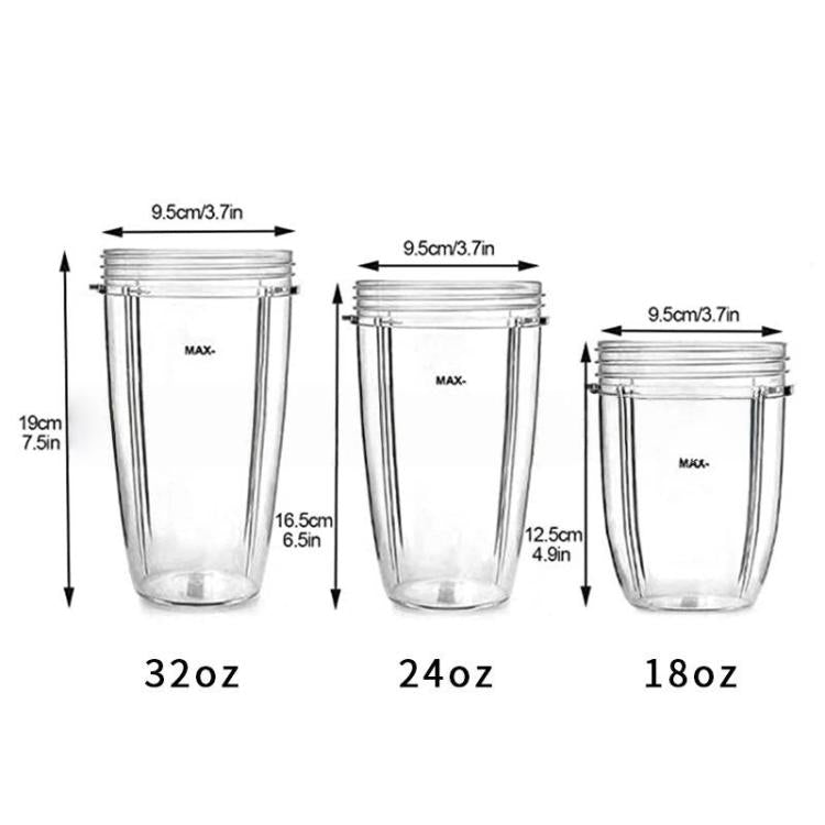 For Nutribullet 900w 600w Blender Blending Bottle Replacement Cups, 18oz, 24oz, 32oz, 32oz With Scale
