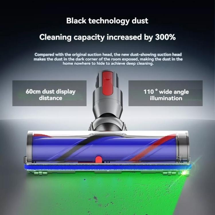 For Dyson V7/V8/V10/V11/V15 High Torque Direct-Drive Cleaner Head with Green Laser Dust Detection, Anti-Tangle