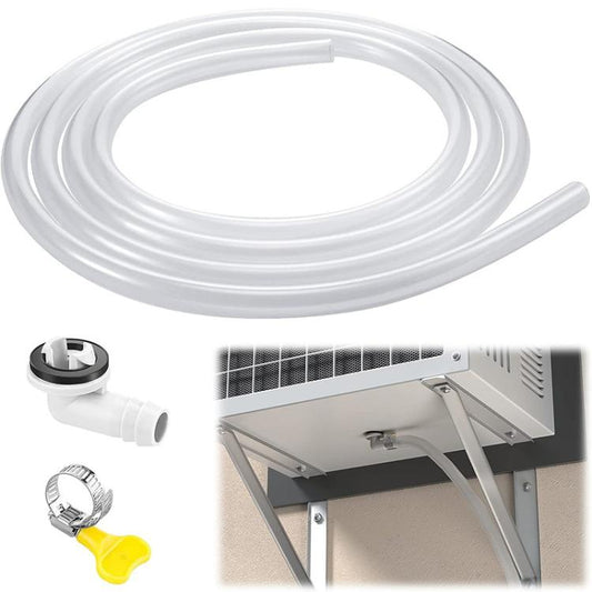 Kit de boquilla de goteo para aire acondicionado de 15 mm. Manguera de drenaje universal de 3 m con adaptador de codo y abrazadera para puertos de drenaje de unidad exterior de 15 mm.