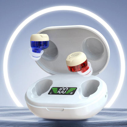 Wireless Invisible Hearing Aid With Digital Display Charging Case & Touch Control, Red Blue+White Case, Red Blue+Black Case, Skin Color+Black Case, Skin Color +White Case, Black+Black, White+White, White+Black Case