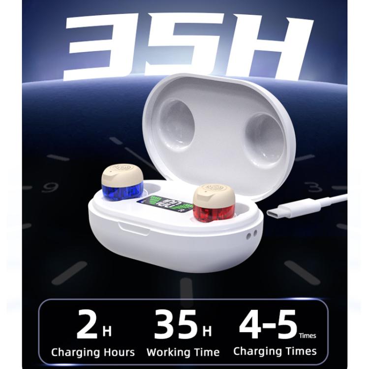 Wireless Invisible Hearing Aid With Digital Display Charging Case & Touch Control, Red Blue+White Case, Red Blue+Black Case, Skin Color+Black Case, Skin Color +White Case, Black+Black, White+White, White+Black Case