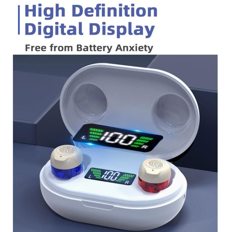 Wireless Invisible Hearing Aid With Digital Display Charging Case & Touch Control, Red Blue+White Case, Red Blue+Black Case, Skin Color+Black Case, Skin Color +White Case, Black+Black, White+White, White+Black Case