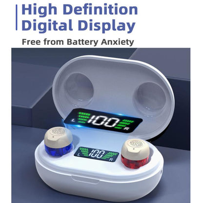 Wireless Invisible Hearing Aid With Digital Display Charging Case & Touch Control, Red Blue+White Case, Red Blue+Black Case, Skin Color+Black Case, Skin Color +White Case, Black+Black, White+White, White+Black Case