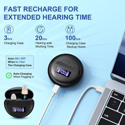 Hearing Aids With Digital Display Charging Case Noise Cancelling Invisible In-Ear Sound Amplifier
