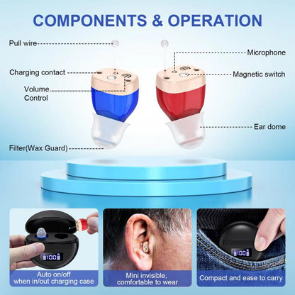Hearing Aids With Digital Display Charging Case Noise Cancelling Invisible In-Ear Sound Amplifier
