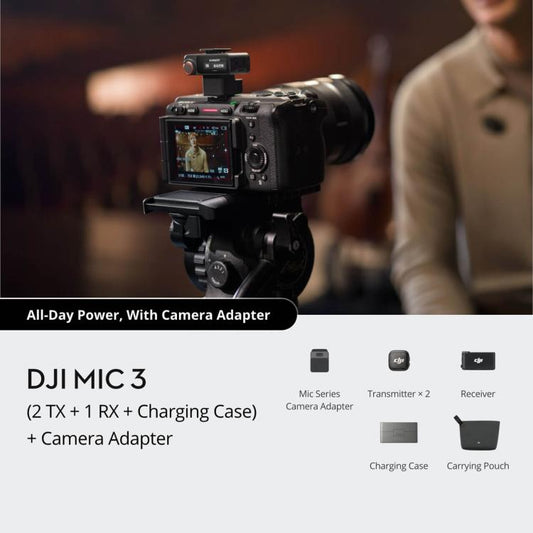 Original DJI Mic 3 (2 TX + 1 RX + Charging Case) + Camera Adapter