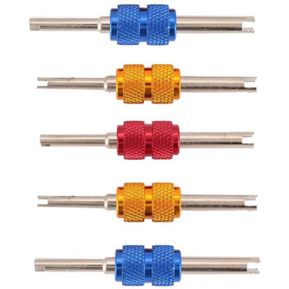 Clé double tête pour l'installation et le retrait de la valve de climatisation de voiture en alliage d'aluminium, clé à valve, 5 pièces