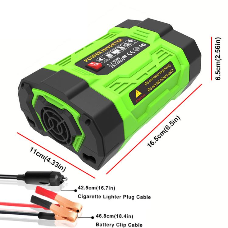 Gurxun 200W Modified Wave Inverter With 18W Solar Panel + 30A Controller Dual Socket + 2 USB + 2 Type-C Ports, Universal Socket 12V To 220V, Universal Socket 12V To 110V, EU Plug 12V To 220V, US Plug 12V To 110V, Brazil Plug 12V To 220V����������������...