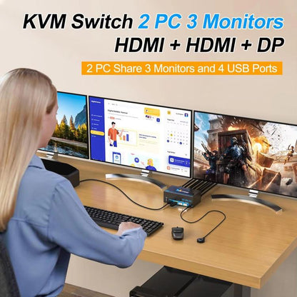 YOUTING YT-203HD 2 In 3 Out KVM USB3.0 Switch