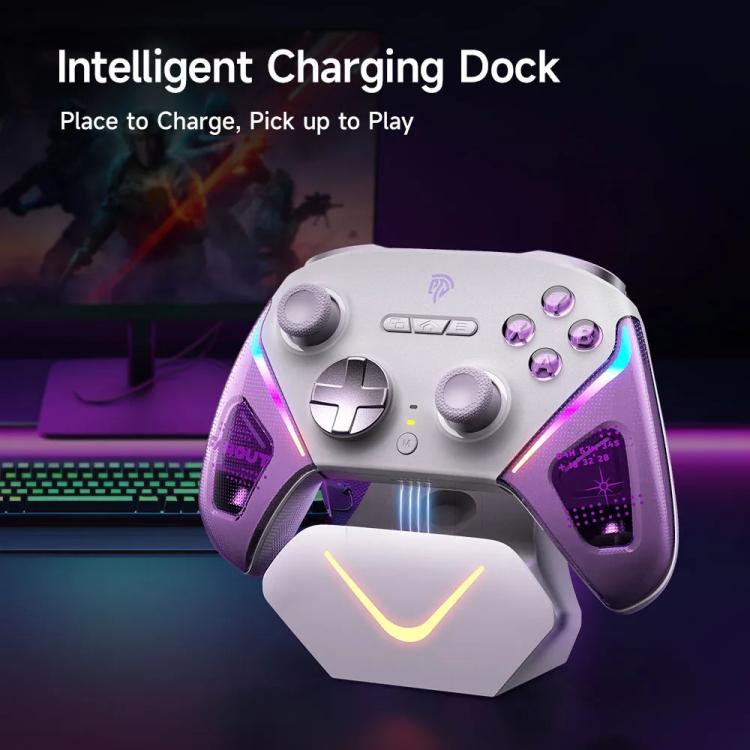 Manette de jeu sans fil EasySMX D10 avec gâchettes bimodes et joysticks à effet Hall TMR, station de chargement pour PC/Switch/Téléphone/Steam