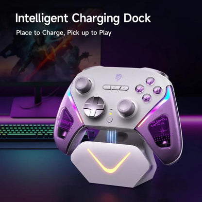 Manette de jeu sans fil EasySMX D10 avec gâchettes bimodes et joysticks à effet Hall TMR, station de chargement pour PC/Switch/Téléphone/Steam