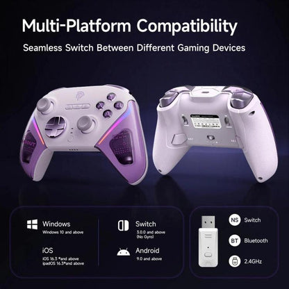 Manette de jeu sans fil EasySMX D10 avec gâchettes bimodes et joysticks à effet Hall TMR, station de chargement pour PC/Switch/Téléphone/Steam