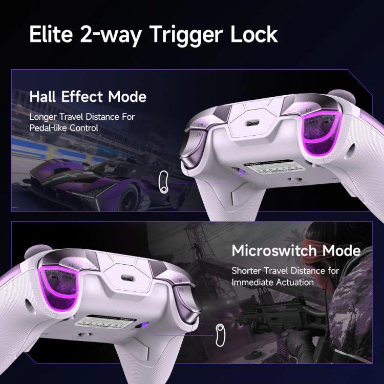 Manette de jeu sans fil EasySMX D10 avec gâchettes bimodes et joysticks à effet Hall TMR, station de chargement pour PC/Switch/Téléphone/Steam