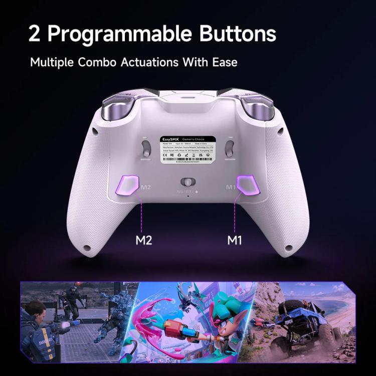 Manette de jeu sans fil EasySMX D10 avec gâchettes bimodes et joysticks à effet Hall TMR, station de chargement pour PC/Switch/Téléphone/Steam